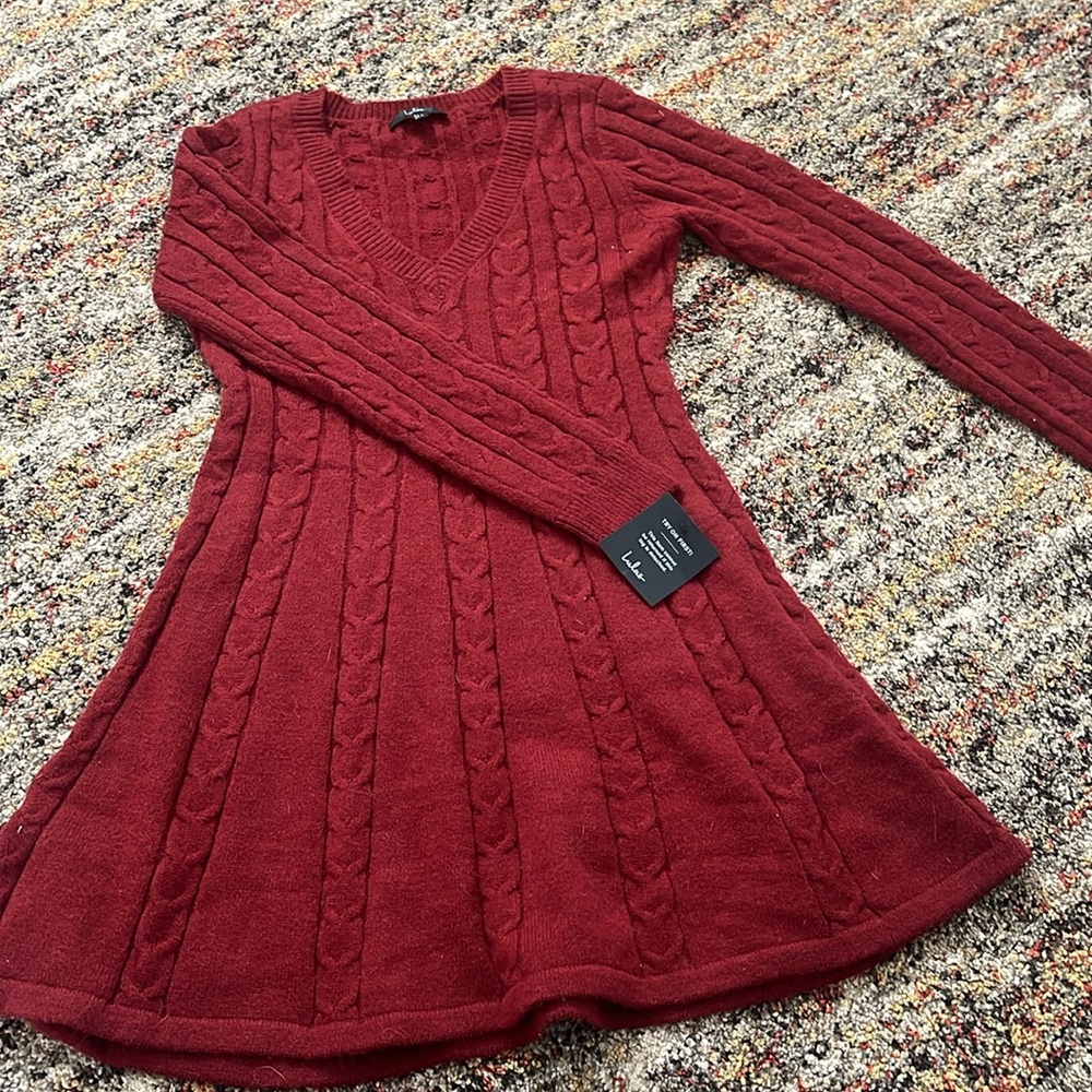 Lulus Burgundy Sweater Dress